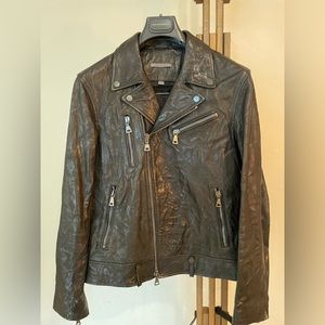 John Varvatos Crinkled Leather Moto Jacket
